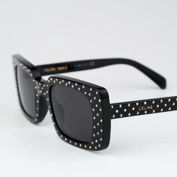 NEW Celine CL4213IS 01A ANIMATION XMAS Black Grey Rectangle Women Sunglasses - Picture 6 of 9